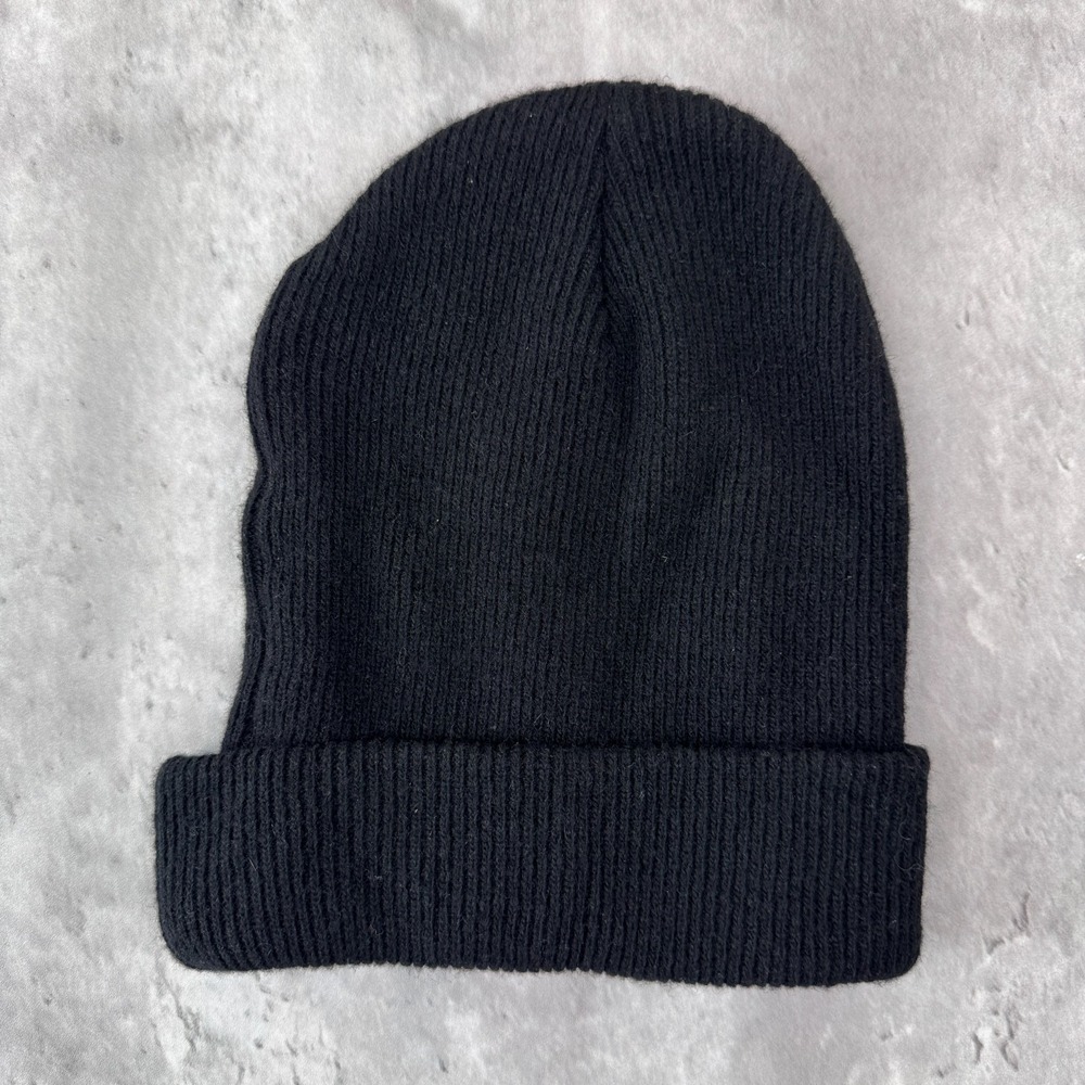 Alo Yoga Black Varsity Beanie Knit Cuffed Winter Hat Embroidered Logo Unisex - Picture 3 of 4